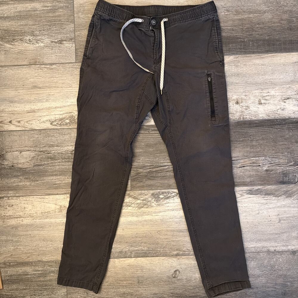 Vuori Jogger Pants Mens Medium Gray Ripstop Organic Cotton Stretch Zip Pocket